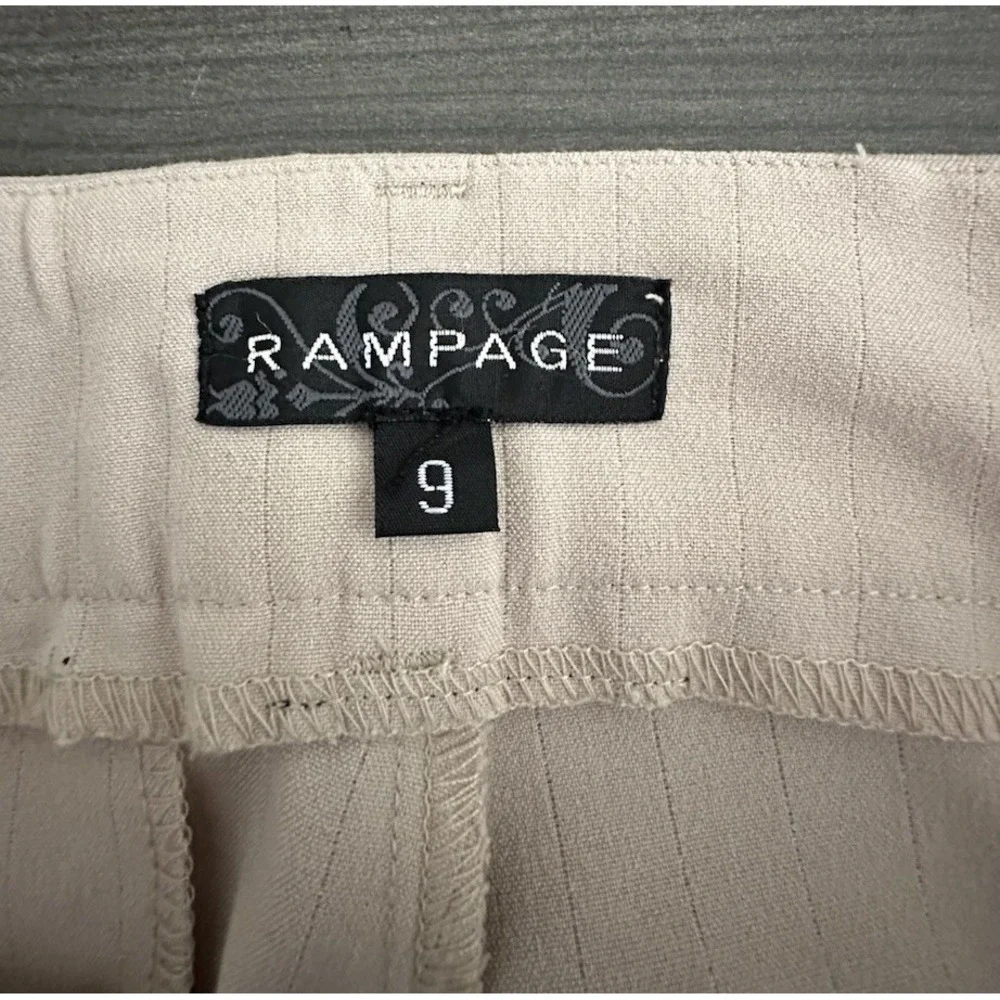 Rampage Tan Pinstripe Wide Leg Pants Size 9 Y2K Vintage Academia 30x33‎